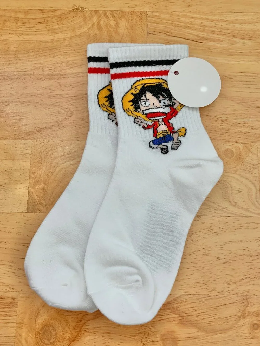 One Piece Monkey D Luffy White Red Blue Black Anime Crew Socks One Size NOT OFFI